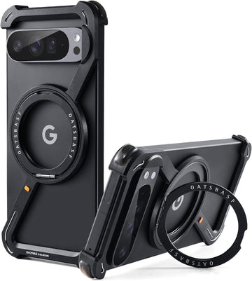 With MagSafe 360°Rotatable Magnetic Kickstand Metal Frameless Phone Case For Google Pixel 9