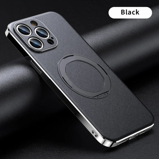 Magnetic Leather Phone Case With Magnetic Holder For iPhone