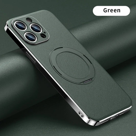 Magnetic Leather Phone Case With Magnetic Holder For iPhone