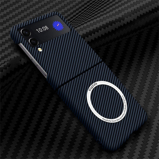 For Samsung Z Flip 4 Case Business Carbon Fiber Magnetic Magsafe Phone Cases for Samsung Galaxy Z Flip 3 4 5G Hard PC Back Cover