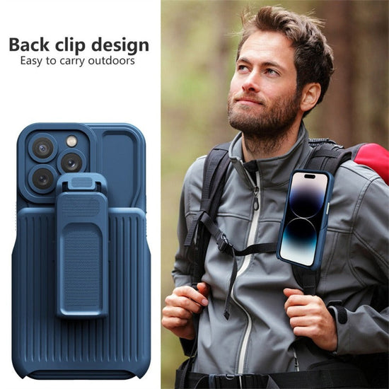 2 in 1 Backpack Clip Stand Holder Phone Case For iPhone 14 13 12 11 Pro Max 14 Plus Outdoor Carrying Shockproof Protection Cover