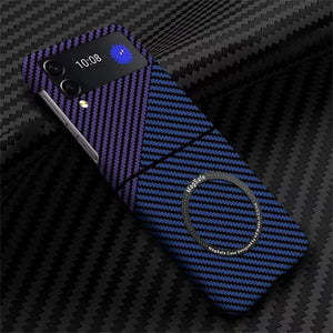 For Samsung Z Flip 4 Case Business Carbon Fiber Magnetic Magsafe Phone Cases for Samsung Galaxy Z Flip 3 4 5G Hard PC Back Cover
