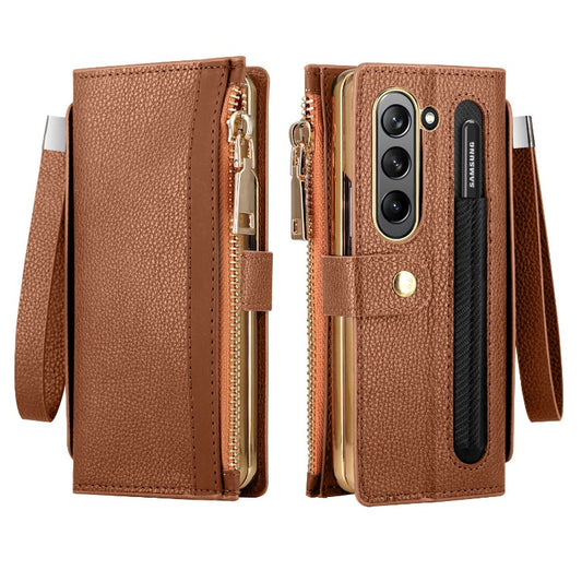 With S Pen Holder Leather Wallet Case For Samsung Galaxy Z Fold 5 4