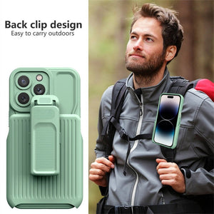2 in 1 Backpack Clip Stand Holder Phone Case For iPhone 14 13 12 11 Pro Max 14 Plus Outdoor Carrying Shockproof Protection Cover