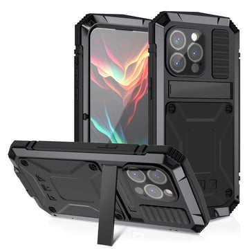 with Kickstand Military Heavy Duty Hard Phone Case Built in Screen for iPhone