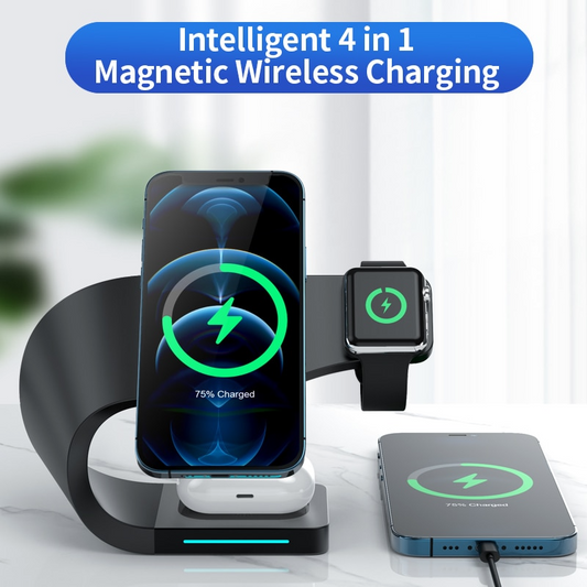 15W Fast Magnetic Wireless Charging Holder For iPhone 14 14Pro For iPhone 13 13Pro 12Pro Max 4 in 1 For Airpods Pro iWatch