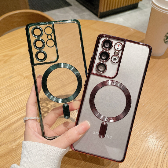 Clear Electroplate Magsafe Magnetic Wireless Charging Case For Samsung Galaxy S22 Ultra S21 S22 Plus S21 Ultra Shockproof Cover