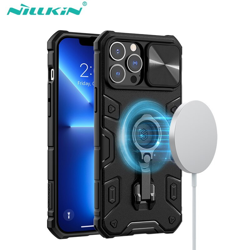 For iPhone 13 Pro Max Case For iPhone 14 Pro Max NILLKIN CamShield Armor Pro Magnetic Case Slide Camera Case With Ring Kickstand