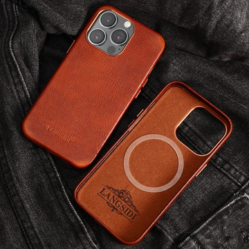 Magsafe Genuine Leather Phone Case Full Protective Magnetic Wireless Charging Phone Case