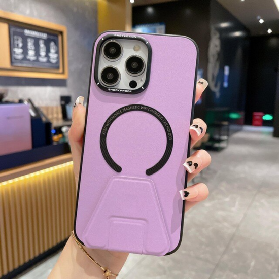 Luxury Leather Stand Holder Case for iPhone 14 Plus Pro Max for Magsafe Magnetic Wireless Charging iPhone14 13 12 Shockproof Cover