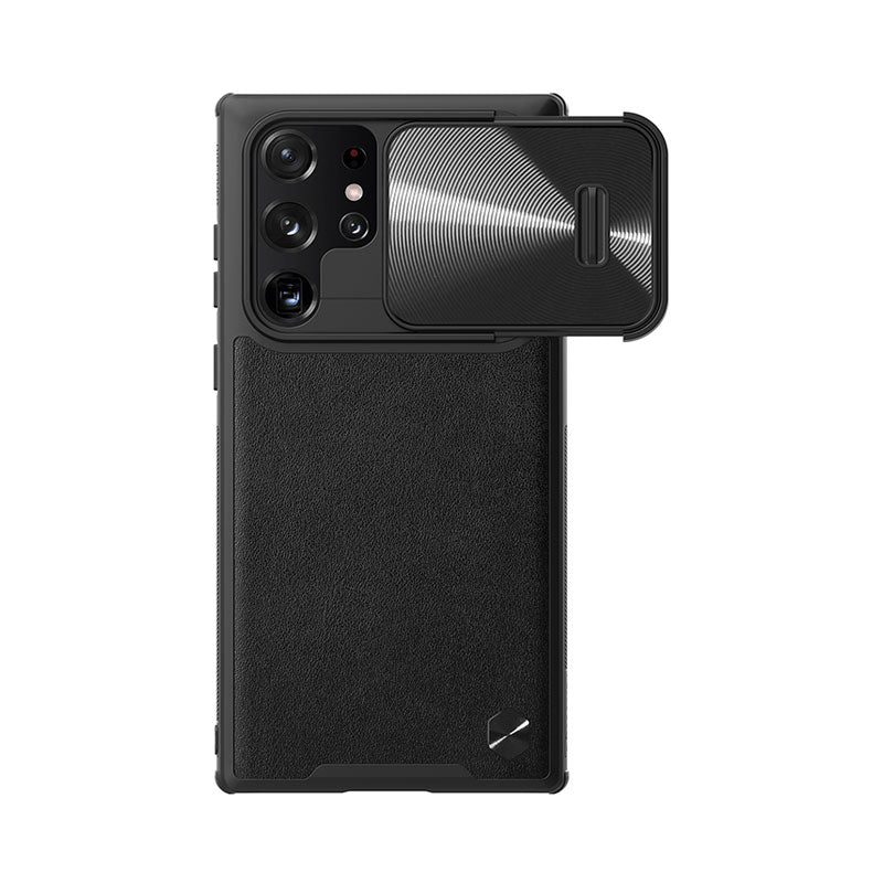 NILLKIN for Samsung Galaxy S22 Ultra Plus 5G Case Camshield Fabric Lens Leather Back Cover Case for SM S22 Ultrta
