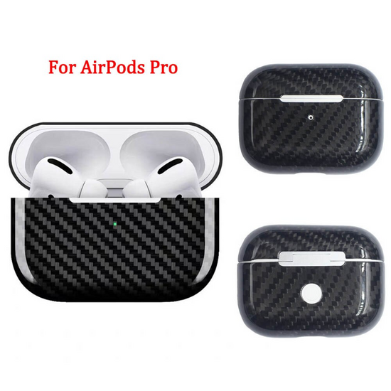 Carbon Fiber Earphone Case Cover For Apple AirPods Pro & 3 Case Real Carbon Fiber LED Wireless Earphone Charging Box Hard Case