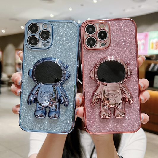 Glitter Astronaut Hidden Folding Stand Phone Case