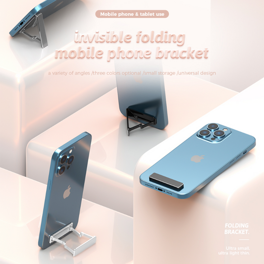 Mini Aluminum Alloy Phone Holder Metal Folding Phone Holder Invisible Foldable Mobile Phone Stand Holder Widely Universal Holder