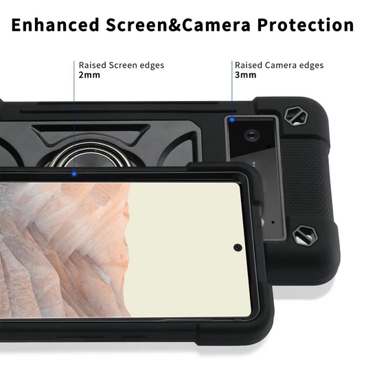 Full Body Armor Silicone Dual Layer Phone Case With Ring Kickstand For Google Pixel