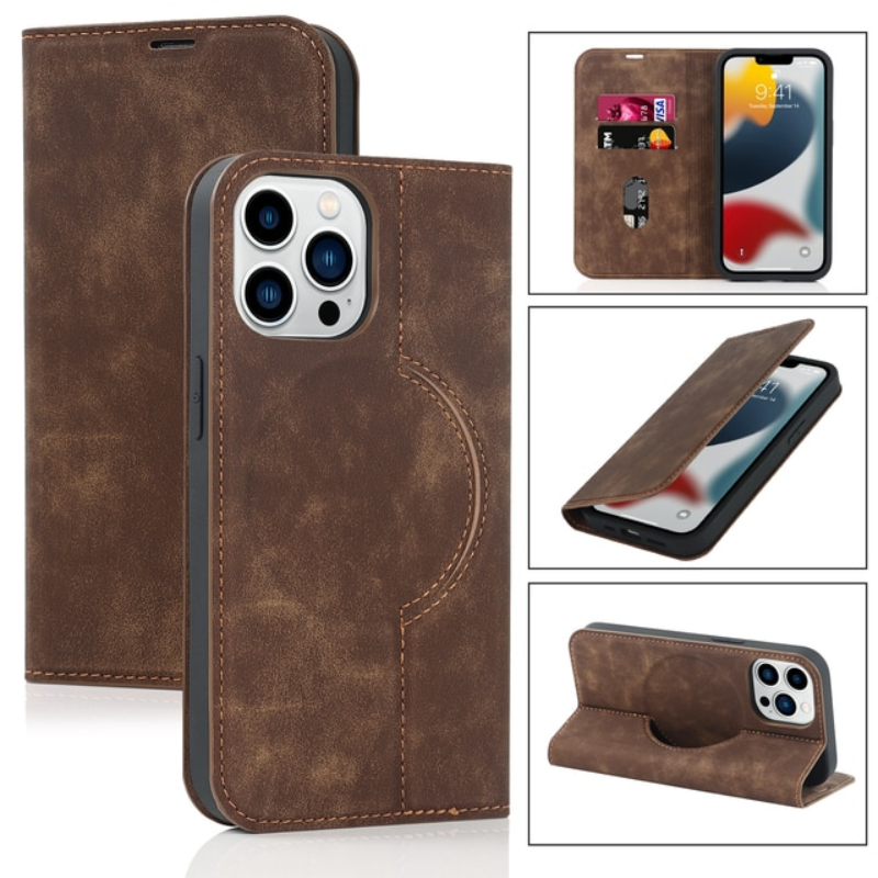 Leather Flip Wallet Phone Cover For iPhone 14 13 12Pro Max 13 12 Mini 14 Max Magsafe Wireless Charging Case