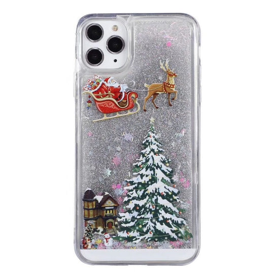 Merry Christmas Phone Case For iPhone 14 12 11 13 SE Pro Max 14 Plus Dynamic Quicksand Glitter Back Cover