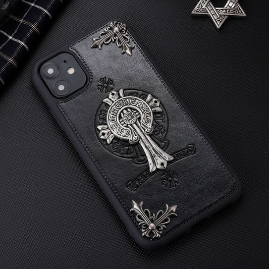 Luxury Leather Chrome Hearts Phone Case For iPhone