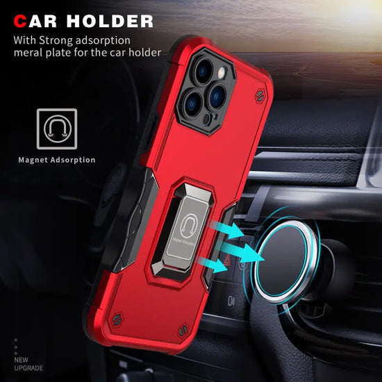 Luxury Armor With Ring Car Holder Cover For iPhone 14 13 12 Pro Max 12 Mini Case Camera Protection Shockproof Phone Case Coque Fundas For iPhone 14 13 12