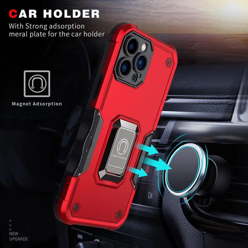 Luxury Armor With Ring Car Holder Cover For iPhone 14 13 12 Pro Max 12 Mini Case Camera Protection Shockproof Phone Case Coque Fundas For iPhone 14 13 12