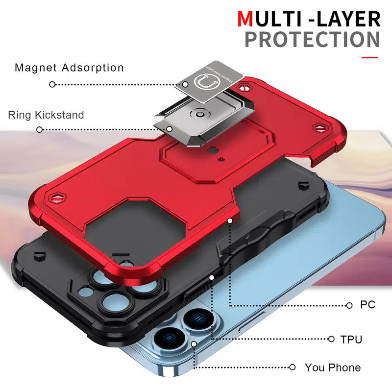 Luxury Armor With Ring Car Holder Cover For iPhone 14 13 12 Pro Max 12 Mini Case Camera Protection Shockproof Phone Case Coque Fundas For iPhone 14 13 12