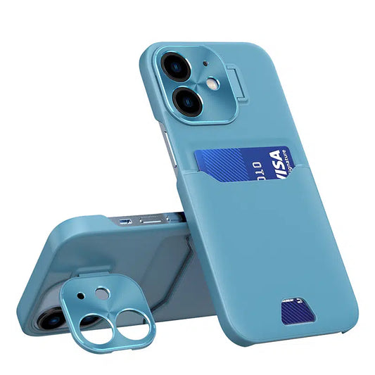 Luxury Leather Phone Case With Card Slot Invisible Bracket For iPhone