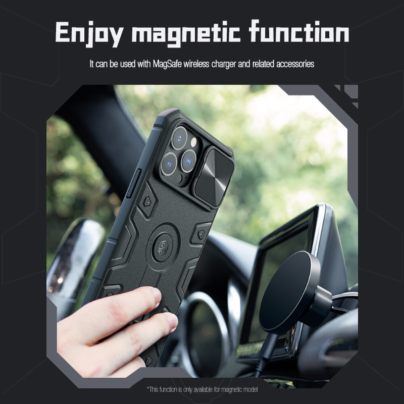 For iPhone 13 Pro Max Case For iPhone 14 Pro Max NILLKIN CamShield Armor Pro Magnetic Case Slide Camera Case With Ring Kickstand