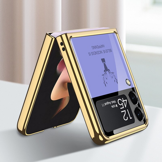 Z Flip 3 Funda Case for Samsung Galaxy Z Flip 4 3 Deer Plating Tempered Glass Camera Protection Mobile Phone Case Cover Z Flip4 3