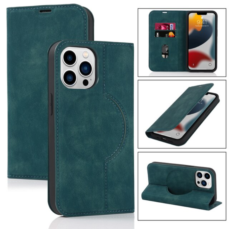 Leather Flip Wallet Phone Cover For iPhone 14 13 12Pro Max 13 12 Mini 14 Max Magsafe Wireless Charging Case