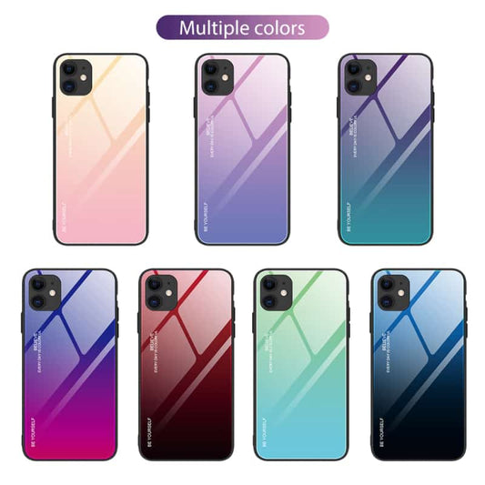 Tempered Glass Cover For iPhone 14Pro 13Pro 12Pro 11Pro Gradient Phone Case Dazzle Color Shell For 14 13 12 11Pro 14Plus