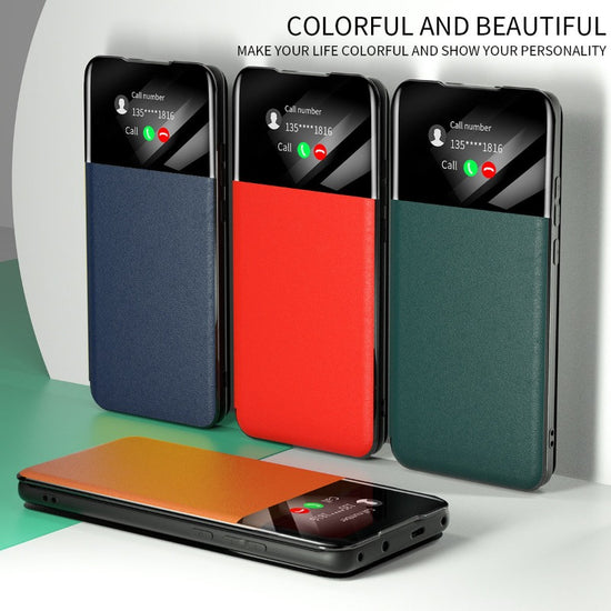 Smart Window View Leather Flip Case For Samsung Galaxy S23 S22 S21Ultra Plus S23 S22 S21Cover
