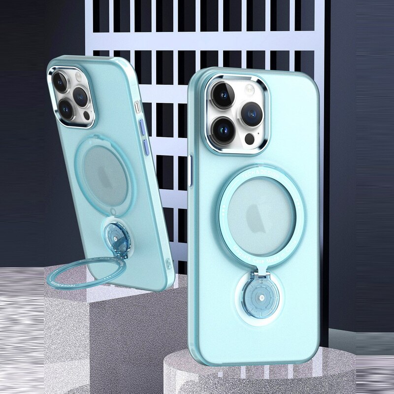 Multifunction Magnetic Wireless Charge Case With 360 Rotation Stand For iPhone 14 13 Pro Max Plus For Magsafe TPU PC Metal Stand Cover Skin