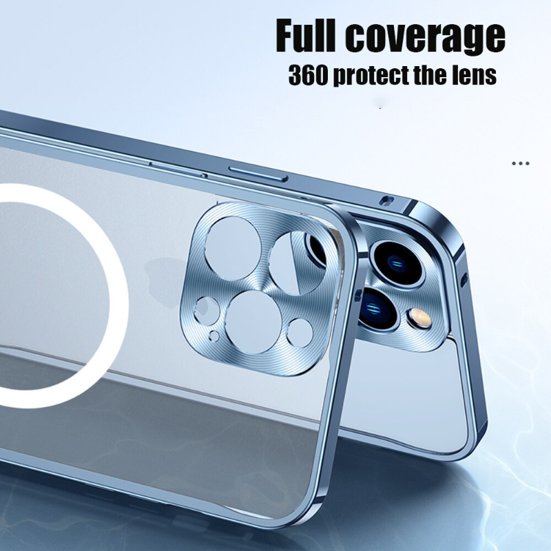 Shockproof Metal Bumper Camera Protector Case For iphone 13 Pro Max Magsafe Magnetic Wireless Charging Case 13 Pro Clear Cover