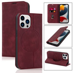 Leather Flip Wallet Phone Cover For iPhone 14 13 12Pro Max 13 12 Mini 14 Max Magsafe Wireless Charging Case