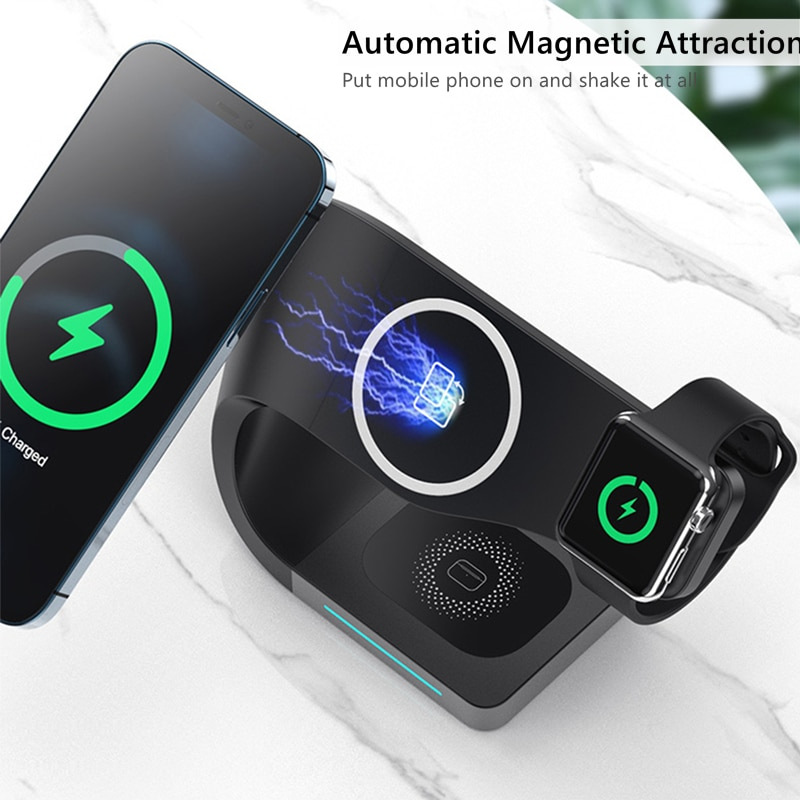 15W Fast Magnetic Wireless Charging Holder For iPhone 14 14Pro For iPhone 13 13Pro 12Pro Max 4 in 1 For Airpods Pro iWatch