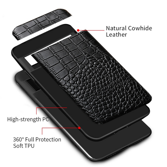 Phone Case for Google Pixel 7 6 Pro 6A 6 Luxury Genuine Cowhide Leather 360 Full Protective Back Cover LANGSIDI