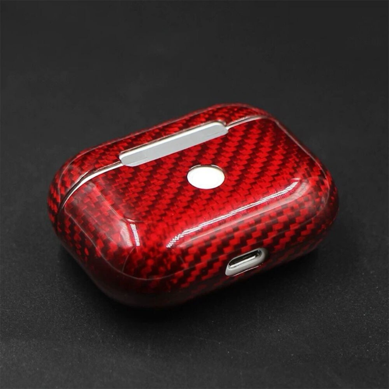 Carbon Fiber Earphone Case Cover For Apple AirPods Pro & 3 Case Real Carbon Fiber LED Wireless Earphone Charging Box Hard Case