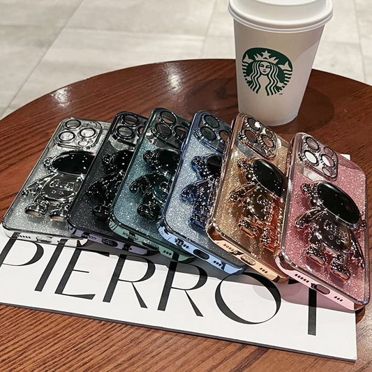 Glitter Astronaut Hidden Folding Stand Phone Case