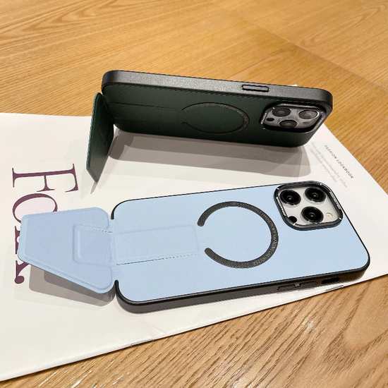 Luxury Leather Stand Holder Case for iPhone 14 Plus Pro Max for Magsafe Magnetic Wireless Charging iPhone14 13 12 Shockproof Cover