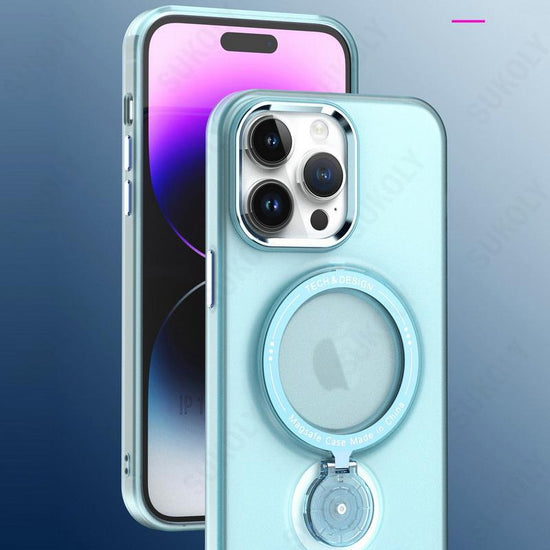 Multifunction Magnetic Wireless Charge Case With 360 Rotation Stand For iPhone 14 13 Pro Max Plus For Magsafe TPU PC Metal Stand Cover Skin