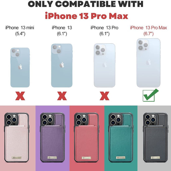 Strapurs iPhone 14 13 12 Pro Max Case with Card Holder, iPhone 14 13 12 Pro Case Wallet RFID Blocking, Shockproof Slim PU Leather Magnetic Vertical Flip Wallet Case 14 13 12 with Stand for Women Men