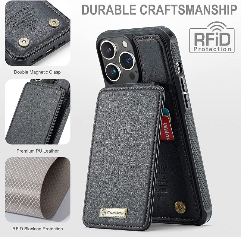 Strapurs iPhone 14 13 12 Pro Max Case with Card Holder, iPhone 14 13 12 Pro Case Wallet RFID Blocking, Shockproof Slim PU Leather Magnetic Vertical Flip Wallet Case 14 13 12 with Stand for Women Men