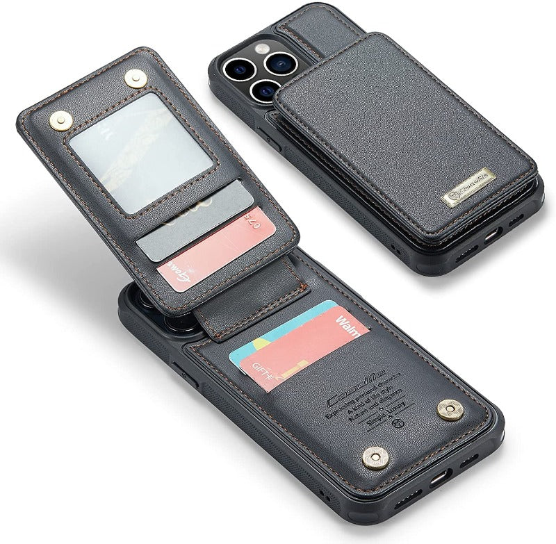 Strapurs iPhone 14 13 12 Pro Max Case with Card Holder, iPhone 14 13 12 Pro Case Wallet RFID Blocking, Shockproof Slim PU Leather Magnetic Vertical Flip Wallet Case 14 13 12 with Stand for Women Men