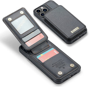 Strapurs iPhone 14 13 12 Pro Max Case with Card Holder, iPhone 14 13 12 Pro Case Wallet RFID Blocking, Shockproof Slim PU Leather Magnetic Vertical Flip Wallet Case 14 13 12 with Stand for Women Men