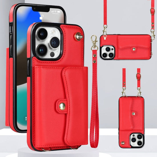 Crossbody Wallet Leather Phone Case for iPhone 13 14 11 Pro Max 13 12 Mini 14 Plus Multifunctio Wrist Strap Lanyard Cover