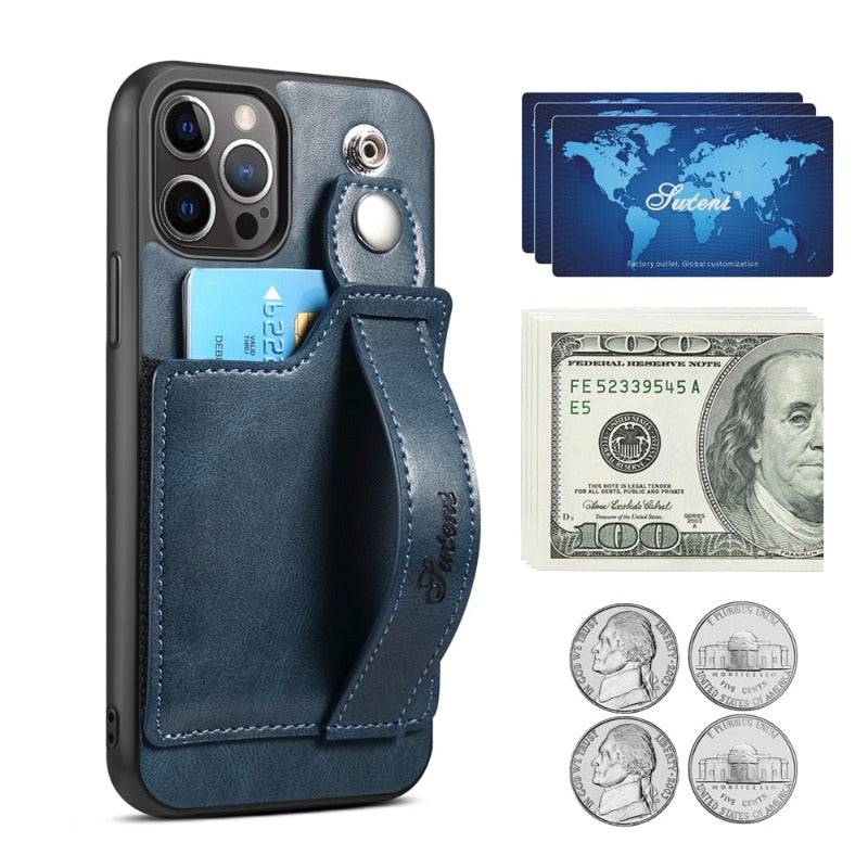 Suitable for iPhone14 13 12 11 ProMax Pro Phone Case   Wallet Phone Case Slim PU Leather Case With Card Holder Wrist Hand Strap for iPhone14 13 12 11 iPhone13 12 Mini