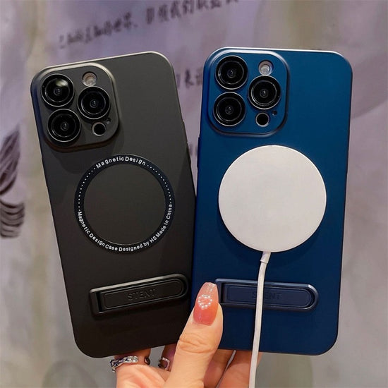 Phone Case For iPhone 13 12 14 Pro Max 14Plus Luxury For Magsafe Magnetic Wireless Charging Invisible Stand Shockproof Cover