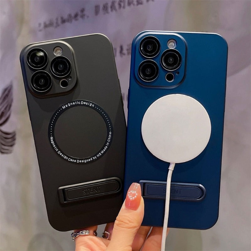 Phone Case For iPhone 13 12 14 Pro Max 14Plus Luxury For Magsafe Magnetic Wireless Charging Invisible Stand Shockproof Cover
