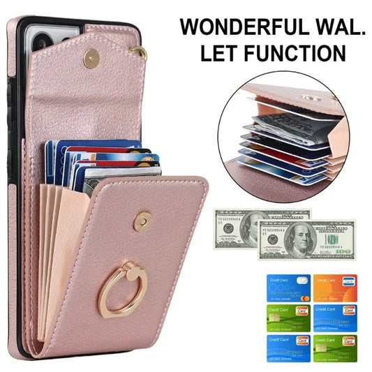 Ring Stand Phone Case For Samsung Galaxy S23 S22 Ultra Plus Leather Cover with RFID Blocking Card Slot Holder