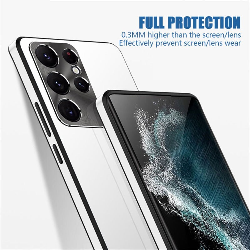 For Samsung Galaxy S23 S22 S21 Ultra Case Luxury Matte Aurora Phone Plus 360 Full Shockproof TPU Metal Lens Protection Shockproof Hard Bumper Back Case